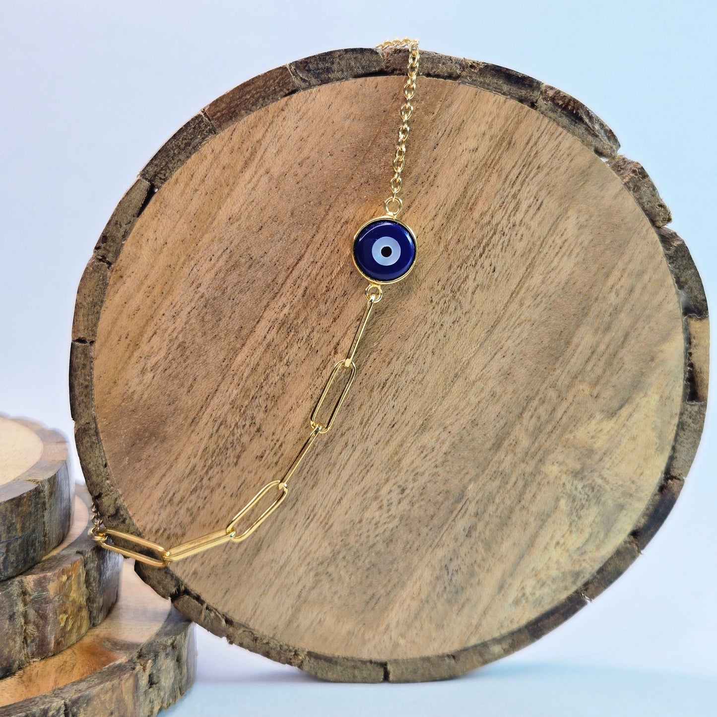 925 sterling silver Nazar Cut bracelet for women with evil eye charm and modern chain design