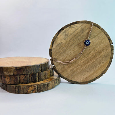 925 sterling silver Nazar Cut bracelet for women with evil eye charm and modern chain design