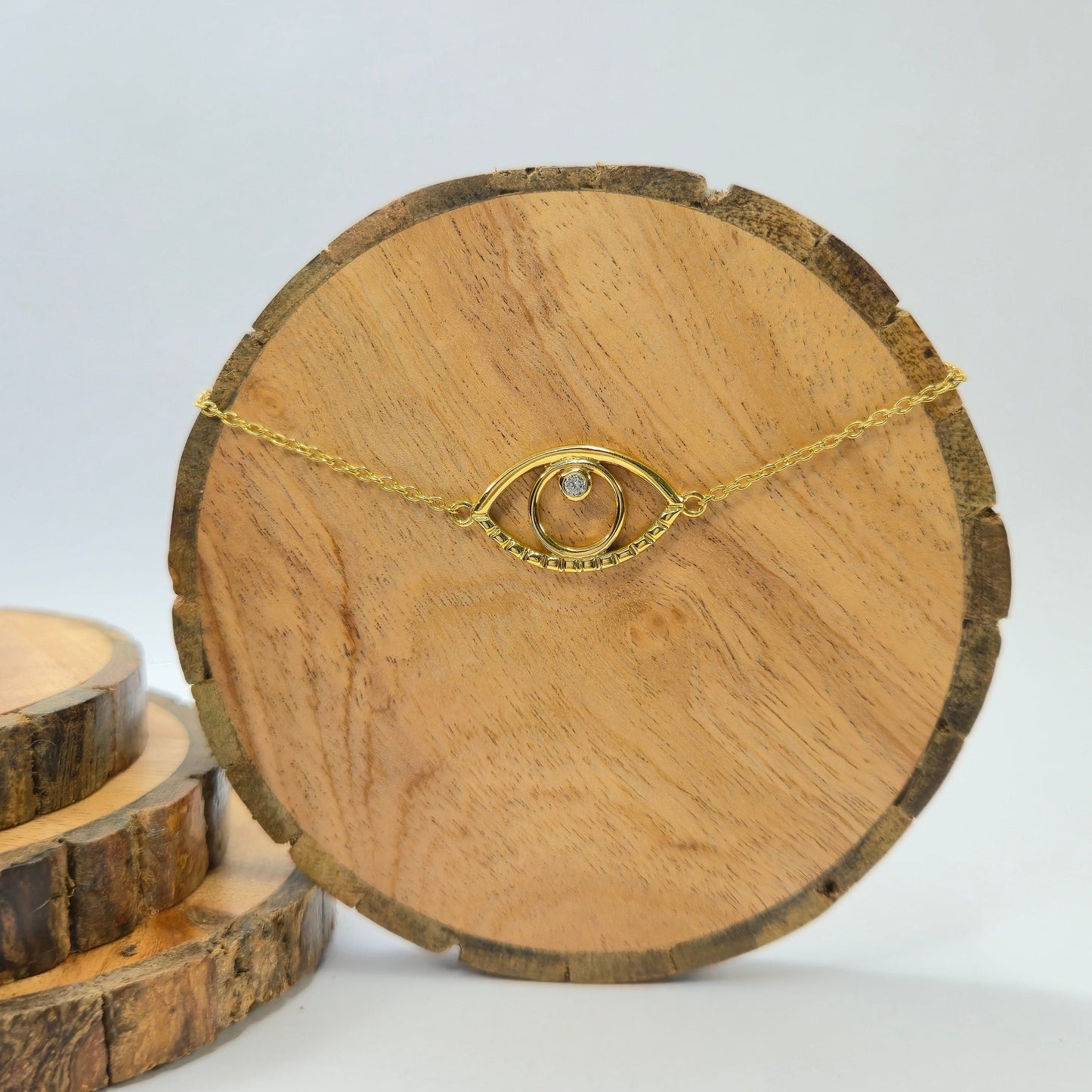 925 sterling silver Third Eye bracelet for women with eye symbol and central stone, minimalist spiritual jewellery