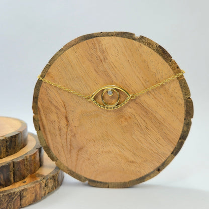 925 sterling silver Third Eye bracelet for women with eye symbol and central stone, minimalist spiritual jewellery