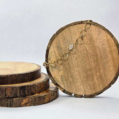 925 sterling silver Irregular geometric link bracelet for women with rose gold finish and stone accent