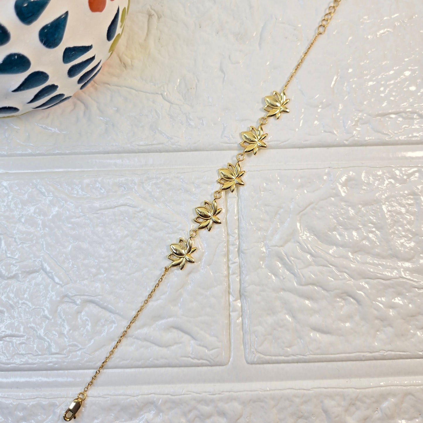 925 sterling silver Lotus Love bracelet for women with rose gold lotus motifs