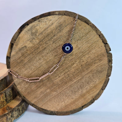 925 sterling silver Nazar Cut bracelet for women with evil eye charm and modern chain design