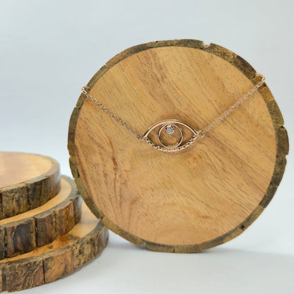 925 sterling silver Third Eye bracelet for women with eye symbol and central stone, minimalist spiritual jewellery