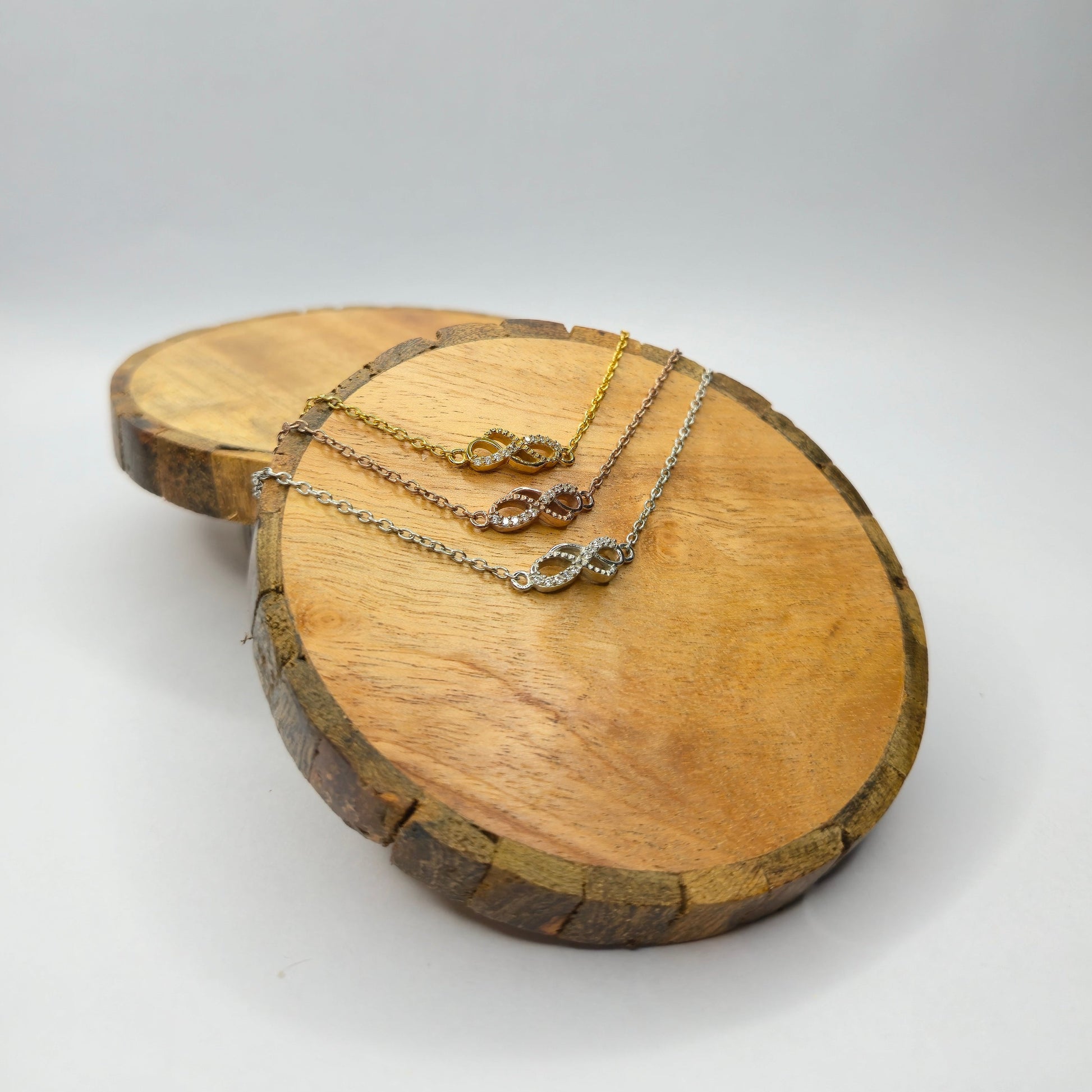 925 sterling silver Double Infinity bracelet for women with interlinked infinity symbol and stone accents