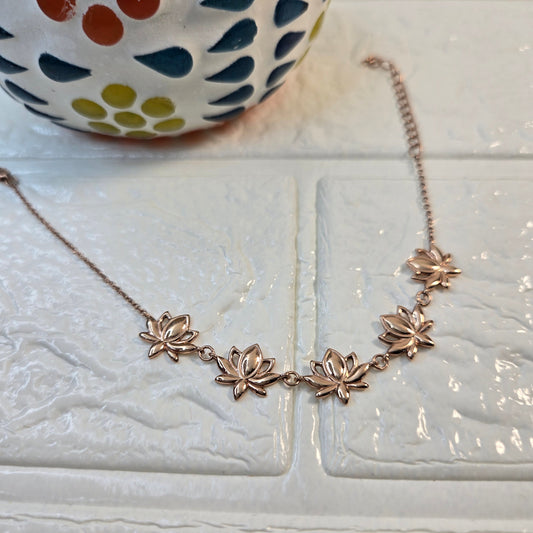 925 sterling silver Lotus Love bracelet for women with rose gold lotus motifs