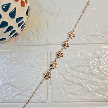 925 sterling silver Lotus Love bracelet for women with rose gold lotus motifs
