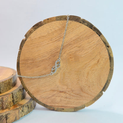 925 sterling silver Double Infinity bracelet for women with interlinked infinity symbol and stone accents