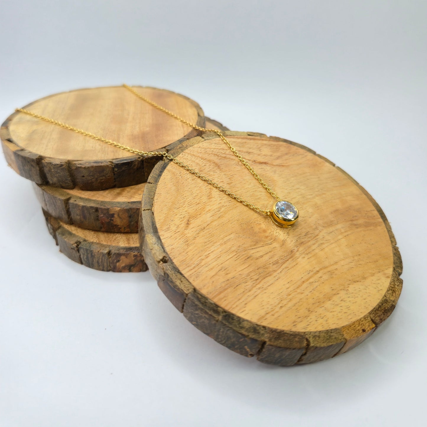 Minimalist 925 sterling silver Mini Dot pendant necklace with round solitaire stone, everyday office wear chain for women