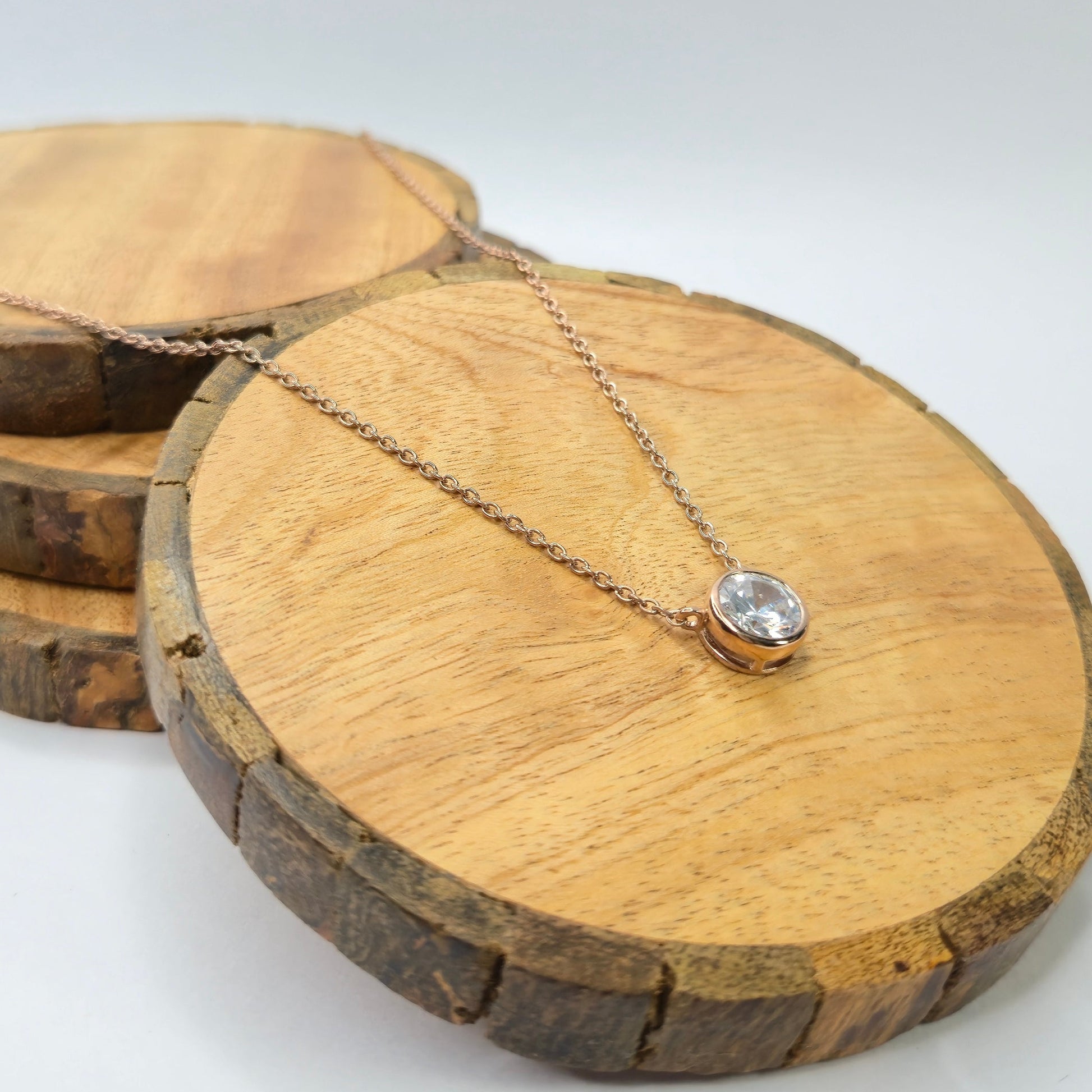 Minimalist 925 sterling silver Mini Dot pendant necklace with round solitaire stone, everyday office wear chain for women