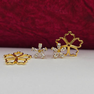Gold-plated flower studs with shimmering crystal petals arranged in a symmetrical bloom design, suitable for both casual and festive styling