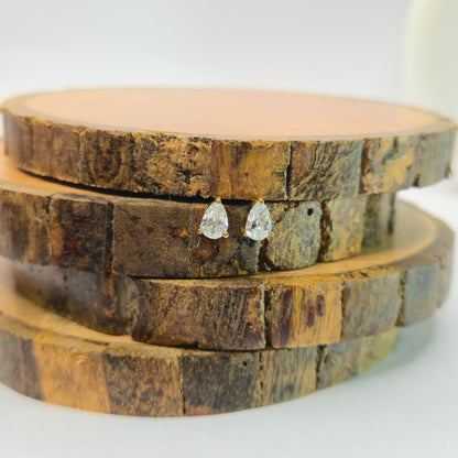 925 sterling silver Aurelia pear-cut stud earrings for women with gold prong setting