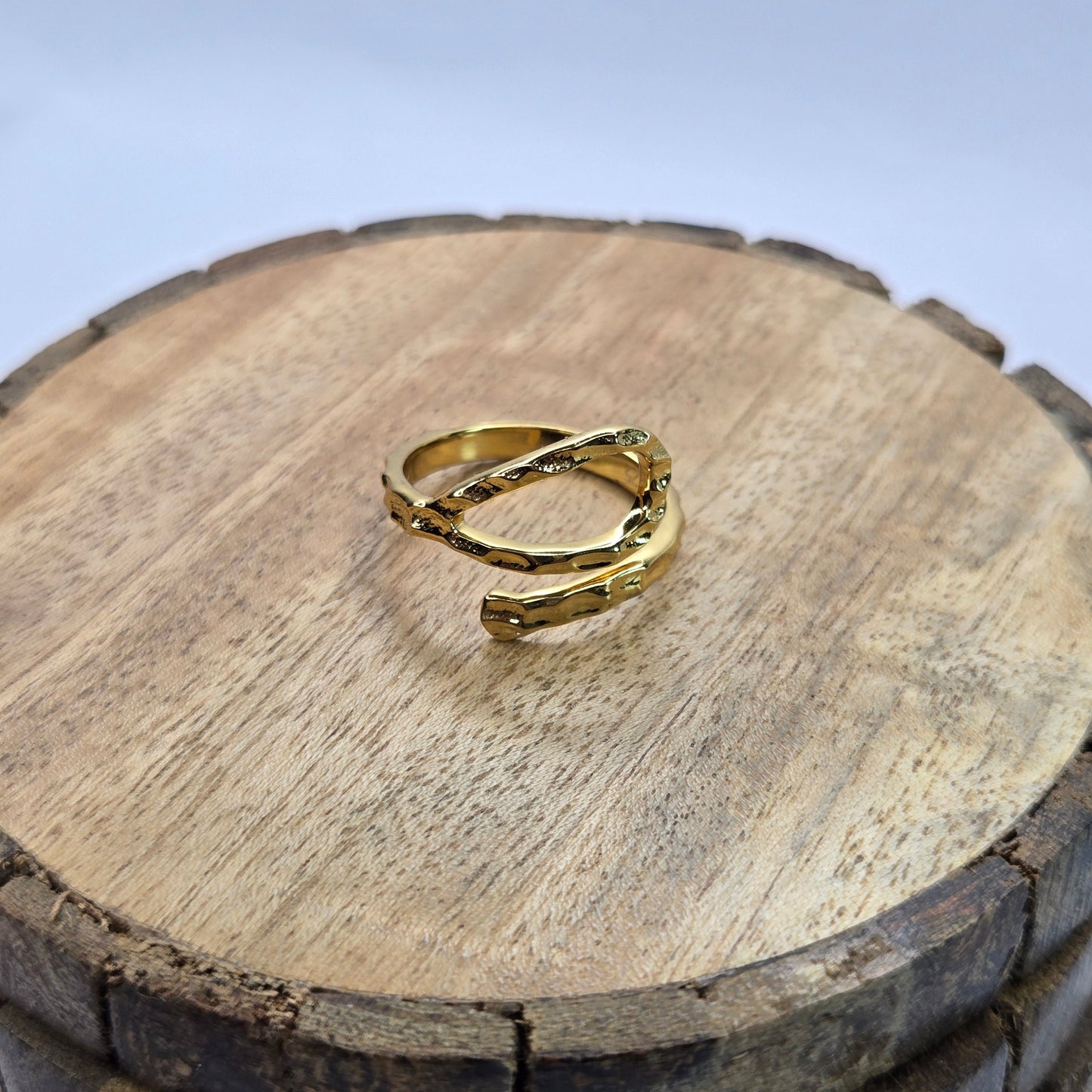 925 sterling silver Unbound ring for women with textured wrap design and modern open band