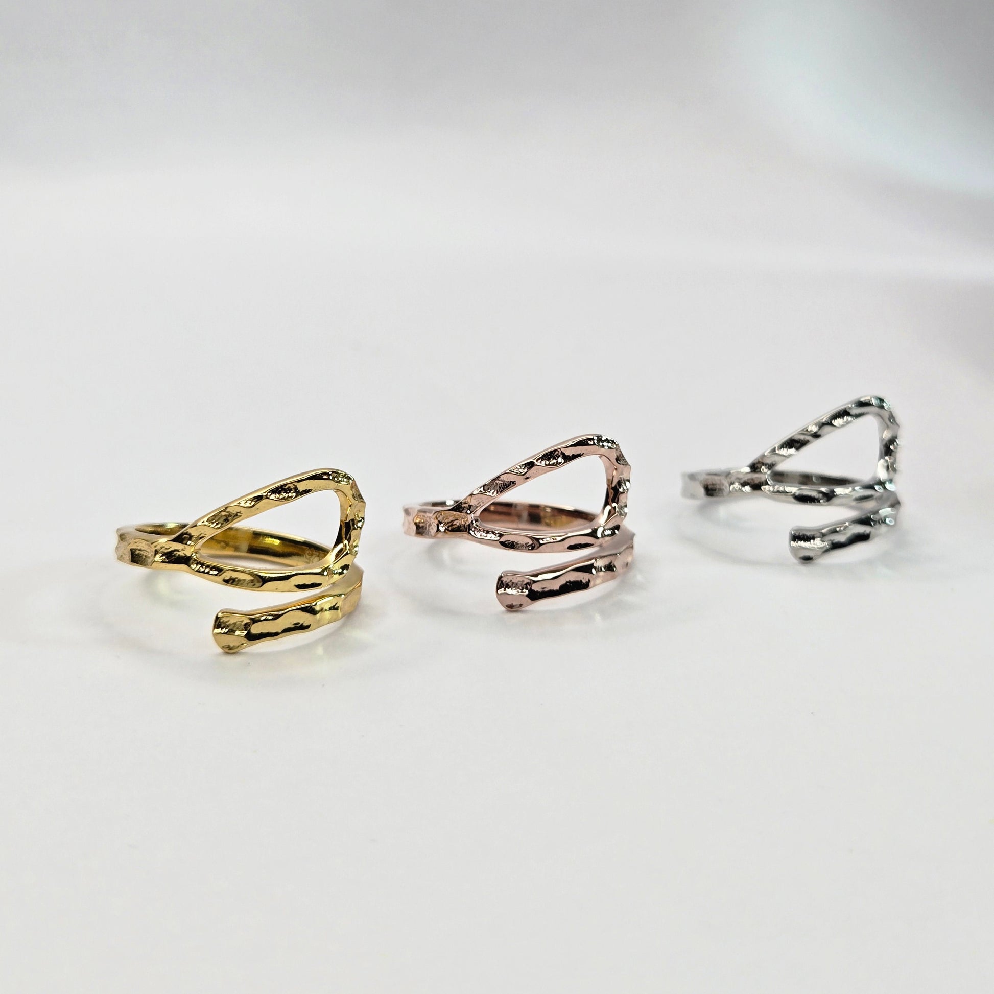 925 sterling silver Unbound ring for women with textured wrap design and modern open band