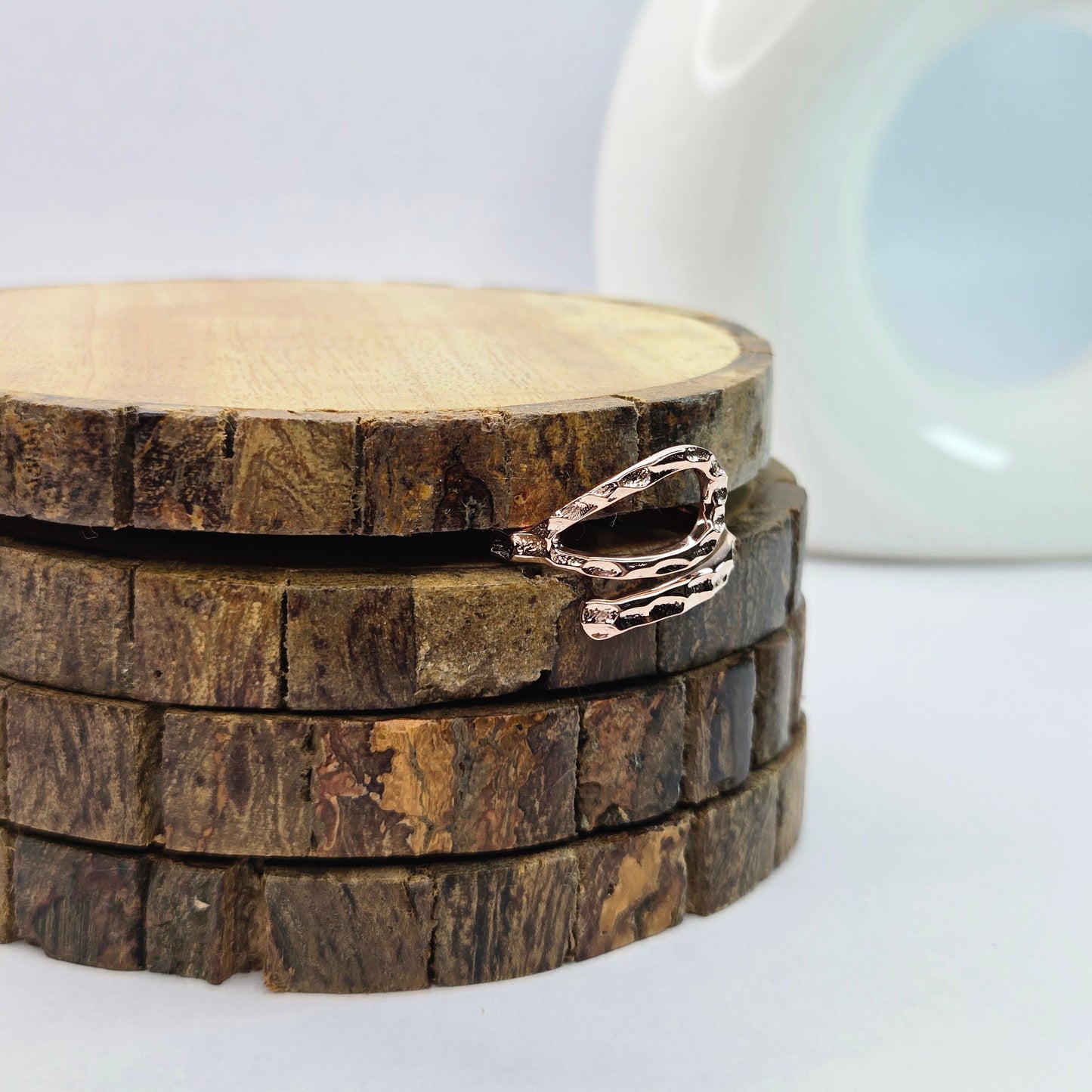 925 sterling silver Unbound ring for women with textured wrap design and modern open band