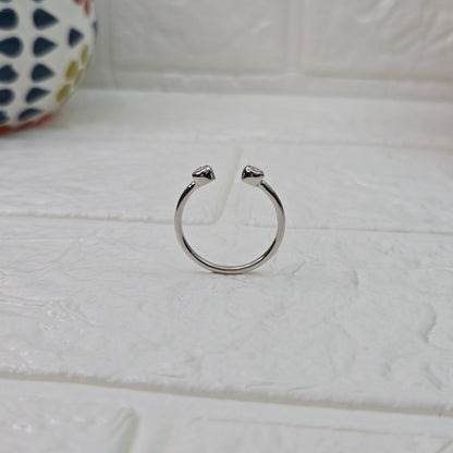 925 sterling silver Converge open ring for women with dual bezel-set stones in gold finish