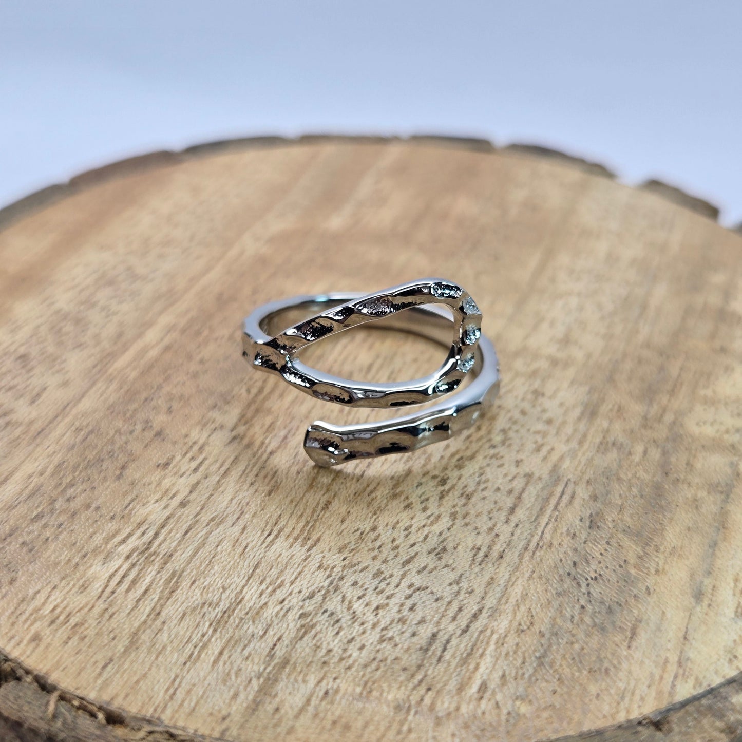 925 sterling silver Unbound ring for women with textured wrap design and modern open band