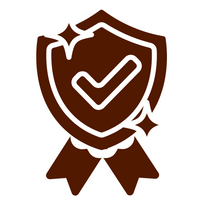 Brown badge with a check mark on a white background to highlight the authenticity of skand jewellery