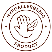Hypoallergenic product logo with a hand and leaf symbol for skand jewellery products.